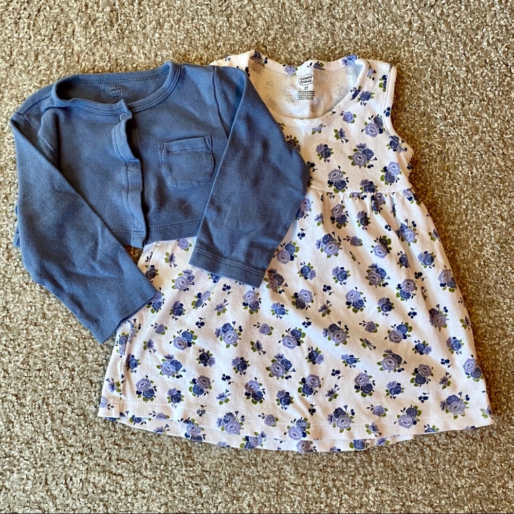 Floral Dress & Cardigan
